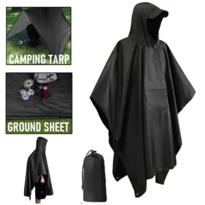 Waterproof Rain Poncho Lightweight Hooded Rain Coat Picnic Mat Blanket Sun Shelter for Outdoor Camping Hiking Cycling Climbing