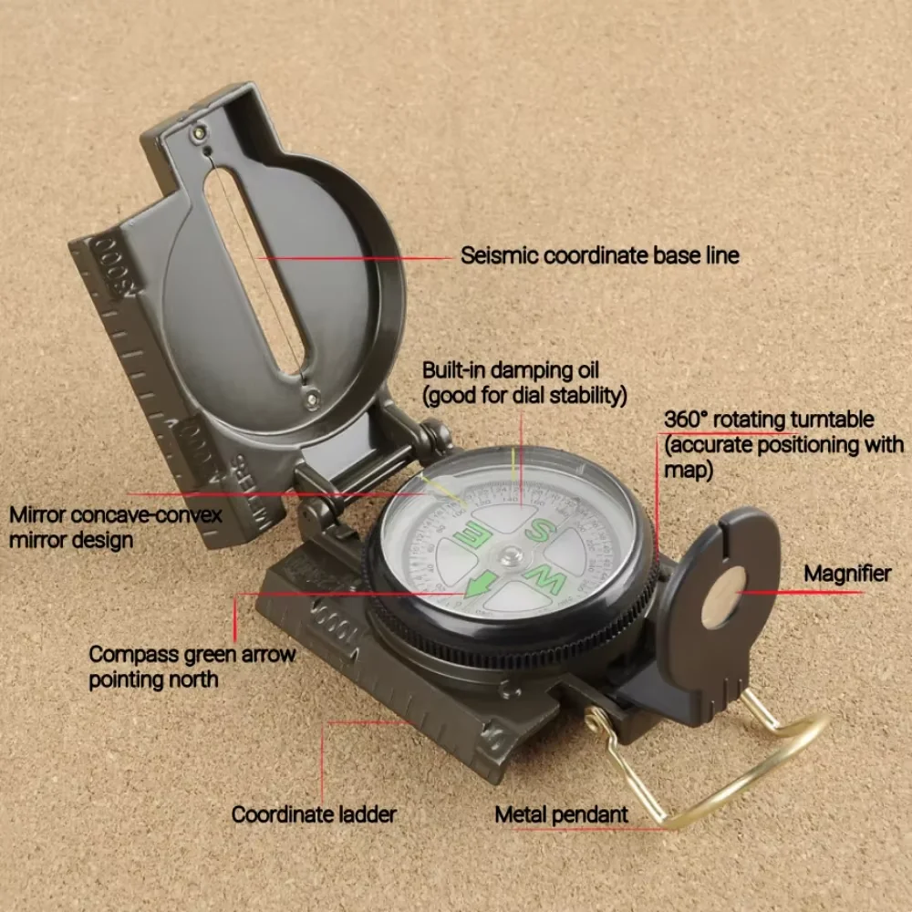 Waterproof Military Compass – Metal Sighting Navigation Tool - Image 5
