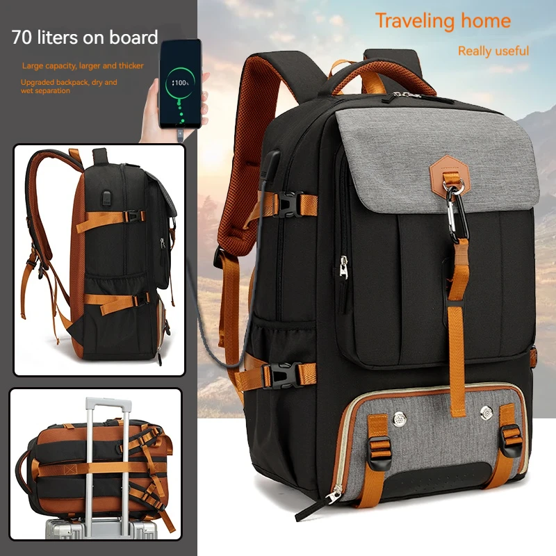 50L Water-Resistant Outdoor Backpack – Hiking & Travel Pack with Shoe Compartment - Image 3