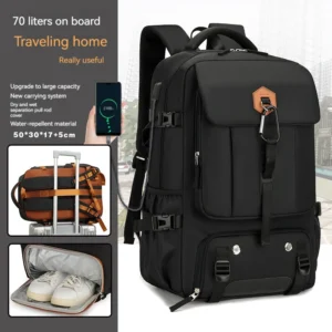 50L Water-Resistant Outdoor Backpack – Hiking & Travel Pack with Shoe Compartment