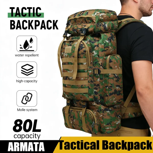80L Large Capacity Backpack – Outdoor Camping & Survival Gear Pack