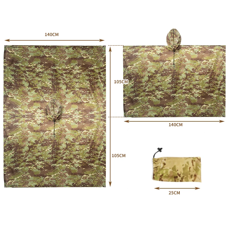 Camo Survival Rain Poncho - Image 2