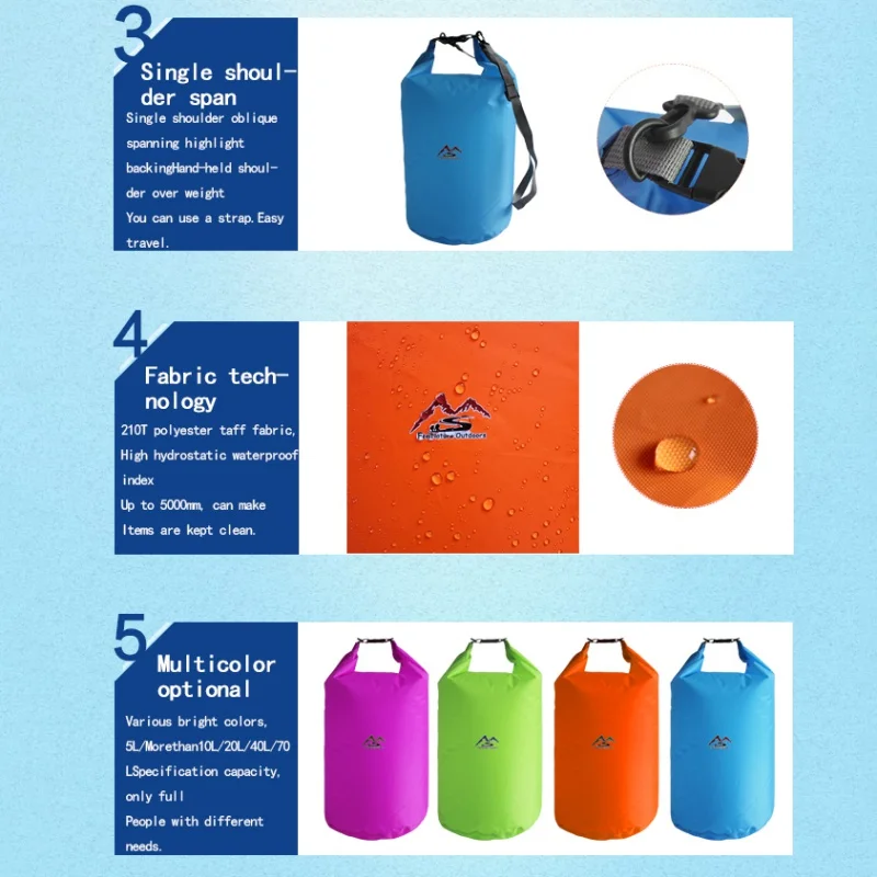 Waterproof Dry Bag – 5L / 10L / 20L / 40L / 70L Outdoor Water Storage - Image 4