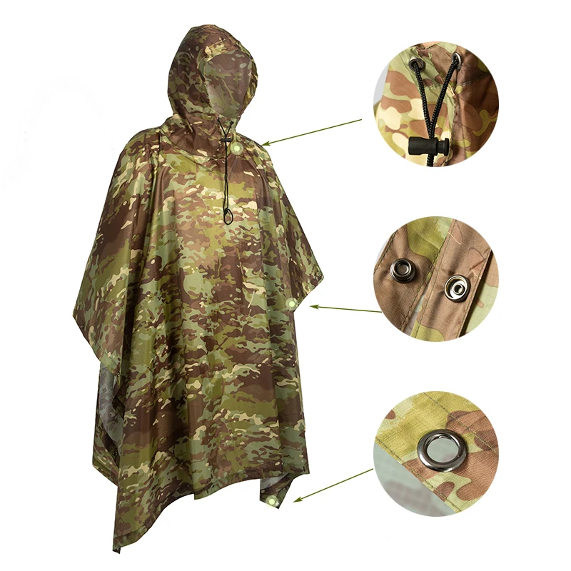 Camo Survival Rain Poncho - Image 3